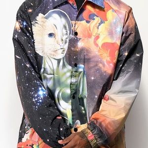 RIPNDIP Galactica Black Coaches Medium Android Nermal Tropical Space Jacket NWT